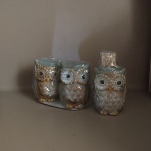 Owl salt & pepper & toothpick NWOT
